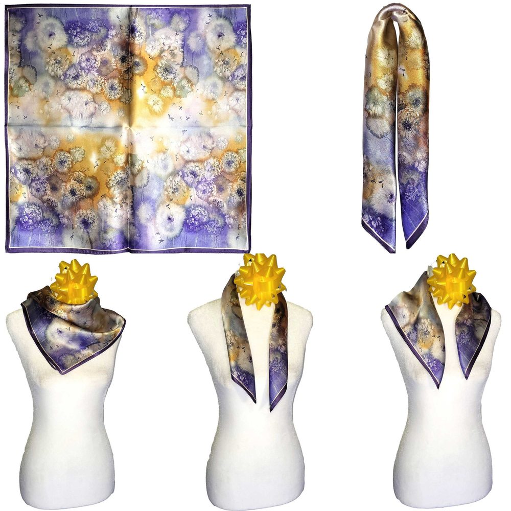 NWT Genuine 100% Mulberry Silk Satin Scarf 21"x21" Small Square Shawl 55011